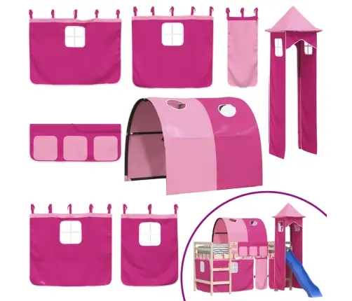 Aizkari Augstajai Gultai Ar Tuneli Un Torni, Rozā Vidaxl