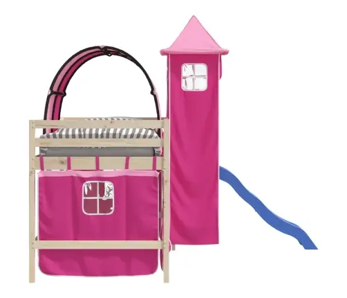 Aizkari Augstajai Gultai Ar Tuneli Un Torni, Rozā Vidaxl