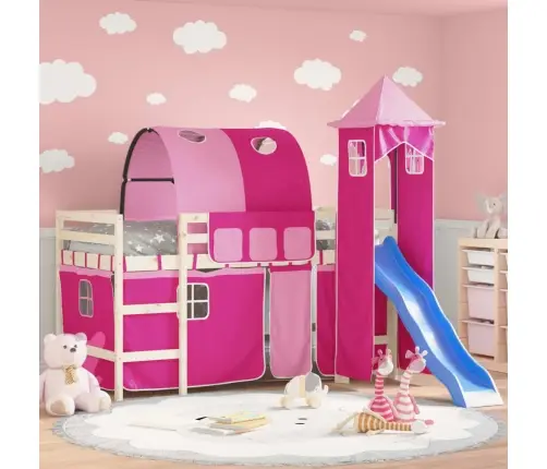 Aizkari Augstajai Gultai Ar Tuneli Un Torni, Rozā Vidaxl