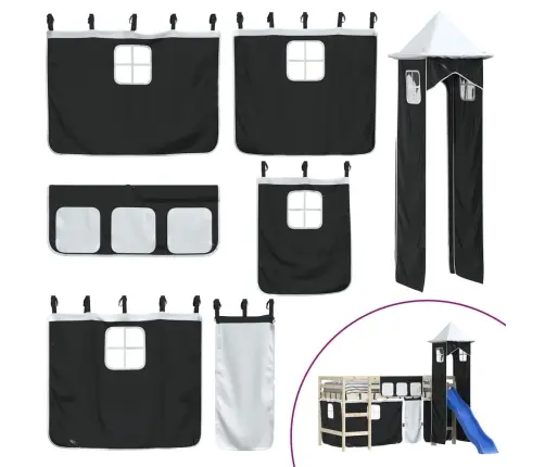 Kardinad Ja Torn Kõrgele Voodile, Valge Ja Must, Polüester