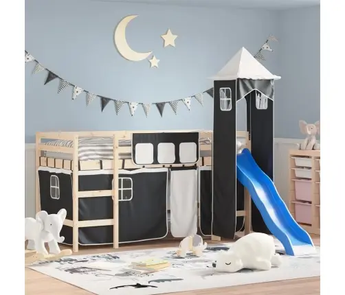 Kardinad Ja Torn Kõrgele Voodile, Valge Ja Must, Polüester