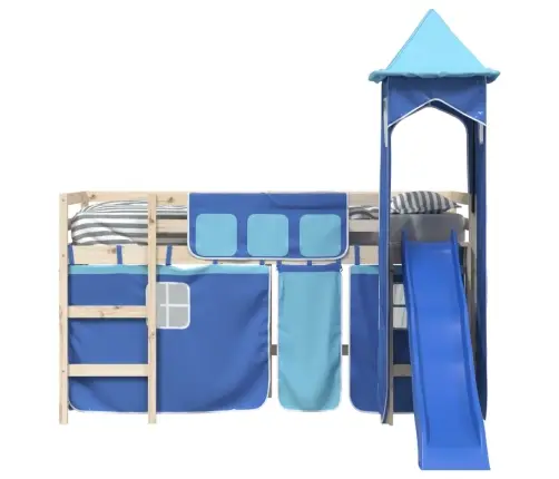 Aizkari Augstajai Gultai Ar Torni, Zili, Poliesters Vidaxl