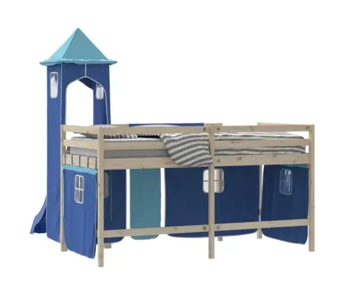 Aizkari Augstajai Gultai Ar Torni, Zili, Poliesters Vidaxl