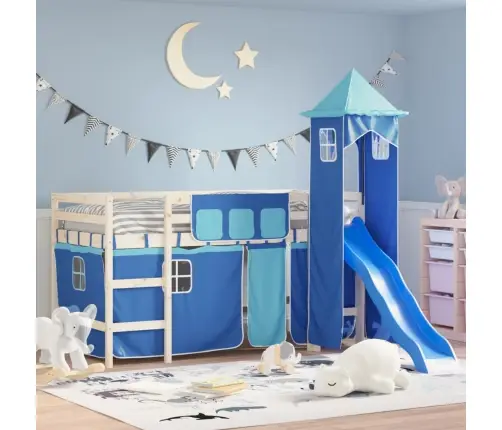 Aizkari Augstajai Gultai Ar Torni, Zili, Poliesters Vidaxl