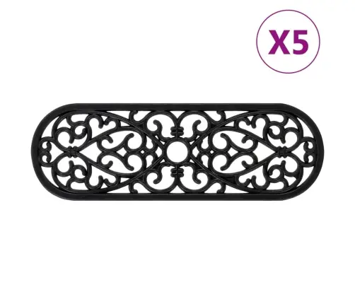 Kāpņu Paklāji, 5 Gab., 25X75 Cm, Gumija Vidaxl