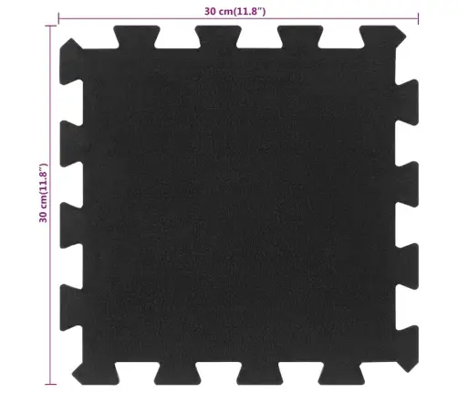 Paklājflīzes, 16 Gab., Melnas, 16 Mm, 30X30 Cm, Gumija Vidaxl