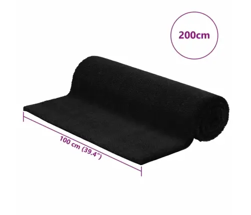 Durvju Paklājs, Melns, 100X200 Cm, Pūkaina Kokosa Šķiedra Vidaxl