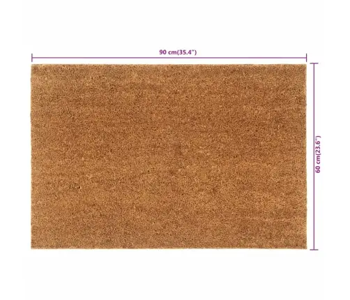 Durvju Paklājs, Dabīga Krāsa, 60X90 Cm, Pūkaina Kokosa Šķiedra Vidaxl