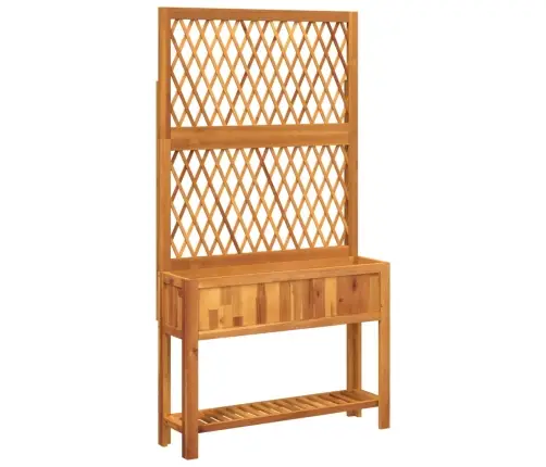 Dārza Puķu Kaste Ar Špaleru Un Plaukts 100X32X185 Cm Akācija Vidaxl