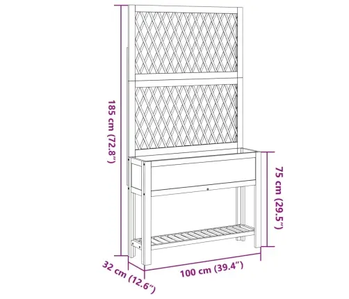 Dārza Puķu Kaste Ar Špaleru Un Plaukts 100X32X185 Cm Akācija Vidaxl