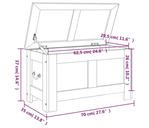 Skrynia Daiktams Su Dangčiu, Ruda, Akacijos Medienos Masyvas