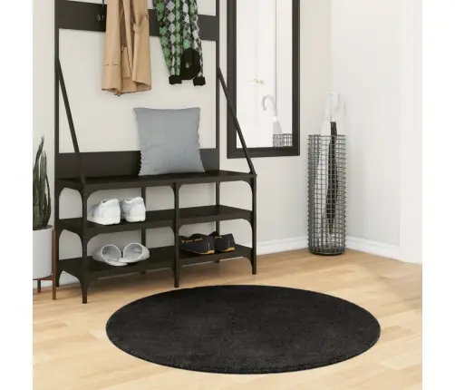 Paklājs Huarte, Īsa Spalva, Mīksts, Mazgājams, Melns, Ø 100 Cm Vidaxl