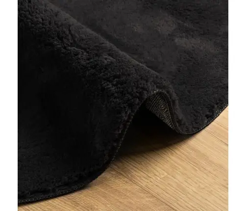Paklājs Huarte, Īsa Spalva, Mīksts, Mazgājams, Melns, Ø 120 Cm Vidaxl