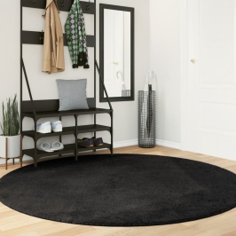 Paklājs Huarte, Īsa Spalva, Mīksts, Mazgājams, Melns, Ø 200 Cm Vidaxl