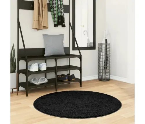 Kõrge Narmaga Shaggy Vaip, Must, Ø 100 Cm