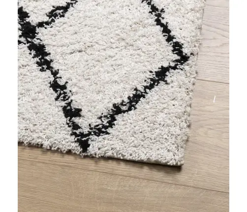 Paklājs Pamplona, 80X200Cm, Shaggy, Moderns, Krēmkrāsu Un Melns Vidaxl