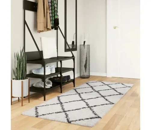 Paklājs Pamplona, 80X200Cm, Shaggy, Moderns, Krēmkrāsu Un Melns Vidaxl