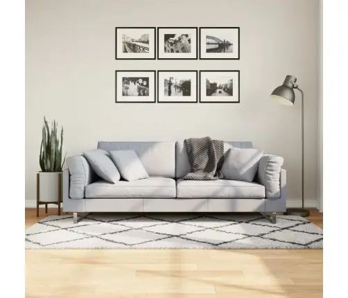 Paklājs Pamplona, 100X200Cm, Shaggy, Moderns Krēmkrāsu Un Melns Vidaxl