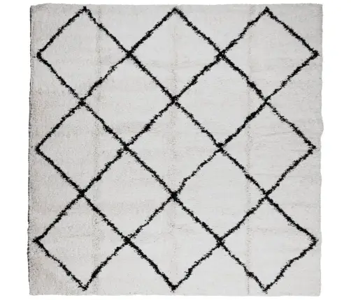Paklājs Pamplona, 120X120Cm, Shaggy, Moderns Krēmkrāsu Un Melns Vidaxl