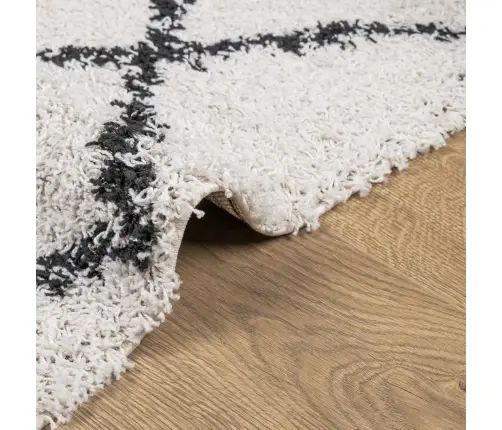 Paklājs Pamplona, 120X120Cm, Shaggy, Moderns Krēmkrāsu Un Melns Vidaxl