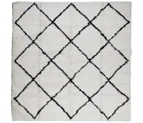 Paklājs Pamplona, 240X240Cm, Shaggy, Moderns Krēmkrāsu Un Melns Vidaxl