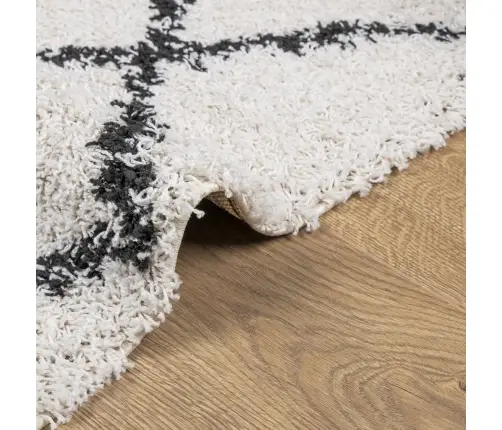 Paklājs Pamplona, 240X240Cm, Shaggy, Moderns Krēmkrāsu Un Melns Vidaxl