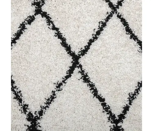 Paklājs Pamplona, 240X240Cm, Shaggy, Moderns Krēmkrāsu Un Melns Vidaxl