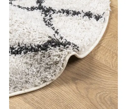 Paklājs Pamplona, Ø 80 Cm, Shaggy, Moderns, Krēmkrāsu Un Melns Vidaxl