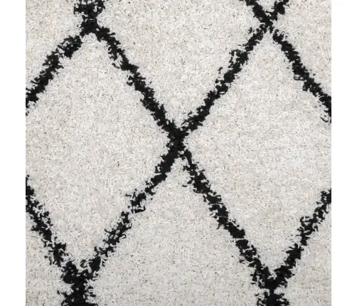 Paklājs Pamplona, Ø 80 Cm, Shaggy, Moderns, Krēmkrāsu Un Melns Vidaxl