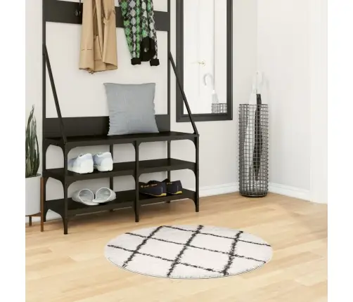 Paklājs Pamplona, Ø 80 Cm, Shaggy, Moderns, Krēmkrāsu Un Melns Vidaxl