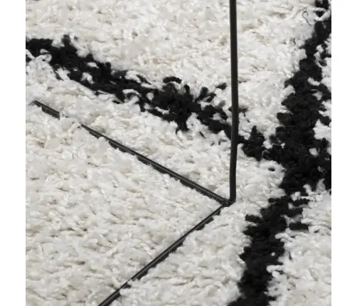 Paklājs Pamplona, Ø 120 Cm, Shaggy, Moderns, Krēmkrāsu Un Melns Vidaxl