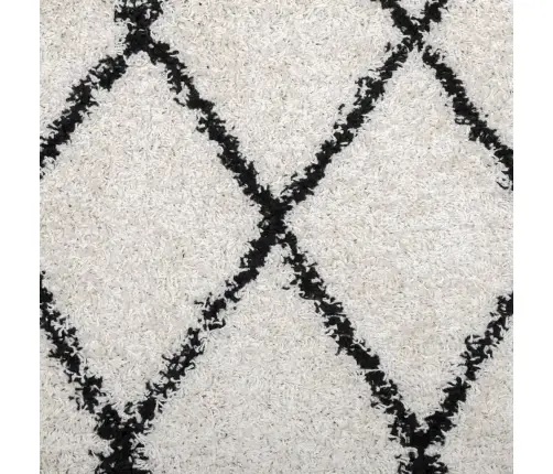 Paklājs Pamplona, Ø 120 Cm, Shaggy, Moderns, Krēmkrāsu Un Melns Vidaxl