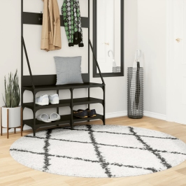 Paklājs Pamplona, Ø 160 Cm, Shaggy, Moderns, Krēmkrāsu Un Melns Vidaxl