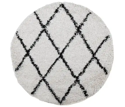 Paklājs Pamplona, Ø 240 Cm, Shaggy, Moderns, Krēmkrāsu Un Melns Vidaxl Paklājs Pamplona, Ø 240 Cm, Shaggy, Moderns, Krēmkrāsu Un Melns Vidaxl