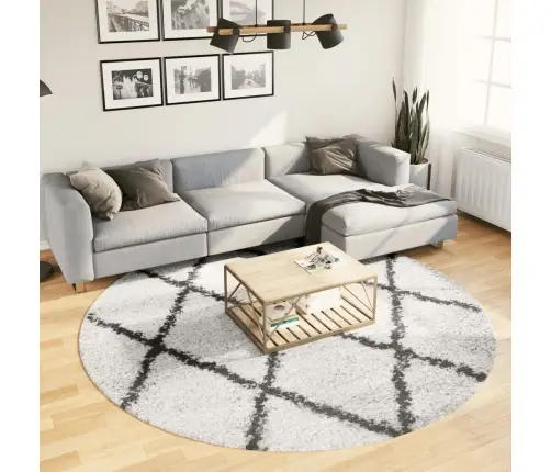 Paklājs Pamplona, Ø 240 Cm, Shaggy, Moderns, Krēmkrāsu Un Melns Vidaxl Paklājs Pamplona, Ø 240 Cm, Shaggy, Moderns, Krēmkrāsu Un Melns Vidaxl