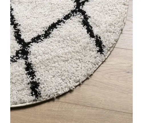 Paklājs Pamplona, Ø 280 Cm, Shaggy, Moderns, Krēmkrāsu Un Melns Vidaxl