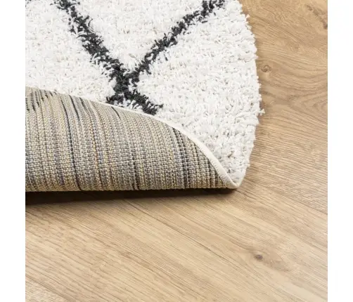 Paklājs Pamplona, Ø 280 Cm, Shaggy, Moderns, Krēmkrāsu Un Melns Vidaxl