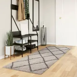 Paklājs Pamplona, 80X250 Cm, Shaggy Moderns Bēšs Antracītpelēks Vidaxl