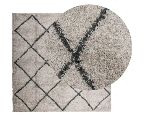 Paklājs Pamplona, 120X120Cm, Shaggy Moderns Bēšs Antracītpelēks Vidaxl Paklājs Pamplona, 120X120Cm, Shaggy Moderns Bēšs Antracītpelēks Vidaxl