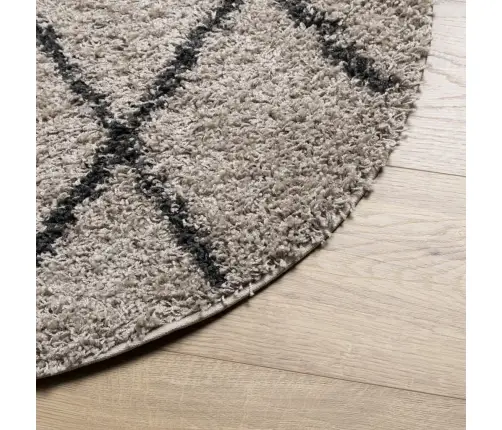 Kõrge Narmaga Vaip "Pamplona", Beež/Antratsiit, Ø 120 Cm