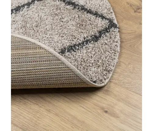 Kõrge Narmaga Vaip "Pamplona", Beež/Antratsiit, Ø 120 Cm