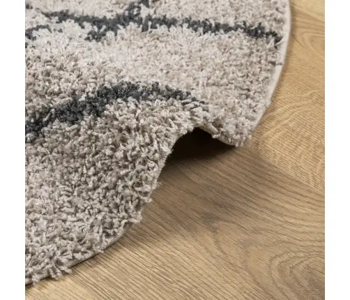 Kõrge Narmaga Vaip "Pamplona", Beež/Antratsiit, Ø 120 Cm