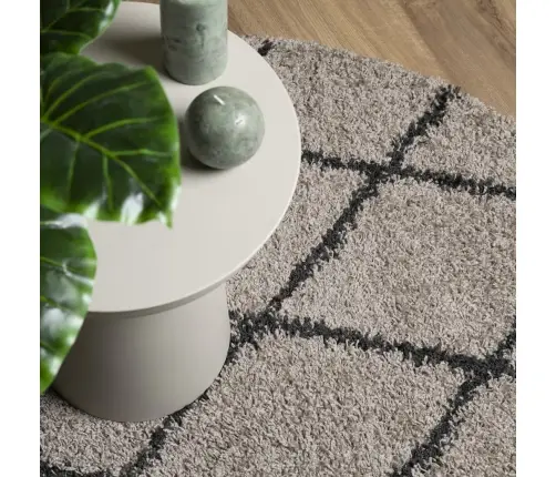 Paklājs Pamplona, Ø 240Cm Shaggy Moderns Bēšs Un Antracītpelēks Vidaxl