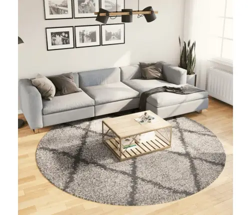 Paklājs Pamplona, Ø 240Cm Shaggy Moderns Bēšs Un Antracītpelēks Vidaxl