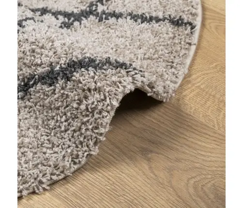 Shaggy Kilimas Pamplona, Smėlio Ir Antracito, 280Cm Skersmens