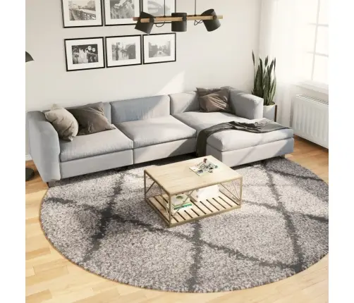 Shaggy Kilimas Pamplona, Smėlio Ir Antracito, 280Cm Skersmens