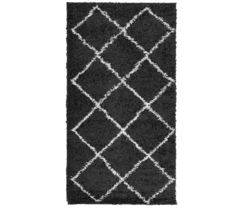 Paklājs Pamplona, 60X110 Cm, Shaggy, Moderns Melns Ar Krēmkrāsu Vidaxl