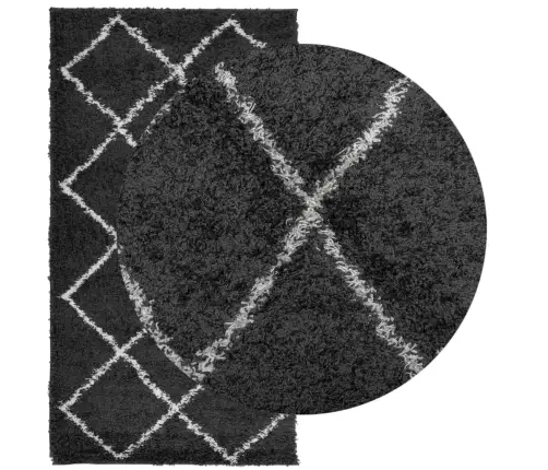 Paklājs Pamplona, 60X110 Cm, Shaggy, Moderns Melns Ar Krēmkrāsu Vidaxl