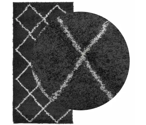 Paklājs Pamplona, 100X200 Cm, Shaggy Moderns Melns Ar Krēmkrāsu Vidaxl Paklājs Pamplona, 100X200 Cm, Shaggy Moderns Melns Ar Krēmkrāsu Vidaxl