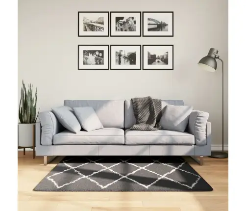 Kõrge Narmaga Shaggy Vaip "Pamplona", Must/Kreemjas 120X120 Cm